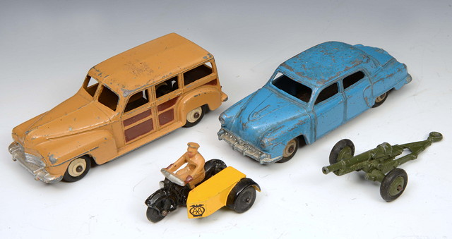 Appraisal: A DINKY TOYS 'AA' MOTORBIKE AND SIDE CAR together with