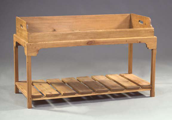 Appraisal: Interesting Provincial Pine Dry Sink-on-Stand the trough with cut-out handles