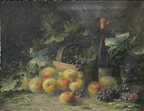 Appraisal: Wilhelm Birgels German born A still life of grapes apples