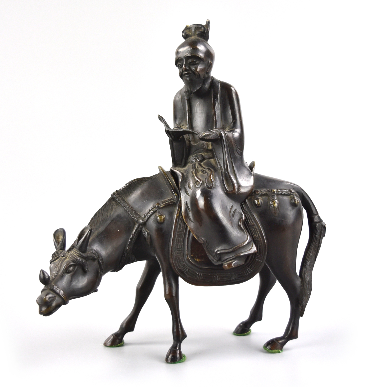 Appraisal: Chinese bronze sculpture of a horse An old scholar reading