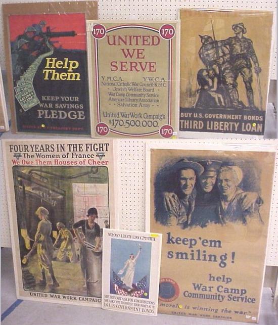 Appraisal: Six original WWI American Propaganda posters including Four Years in