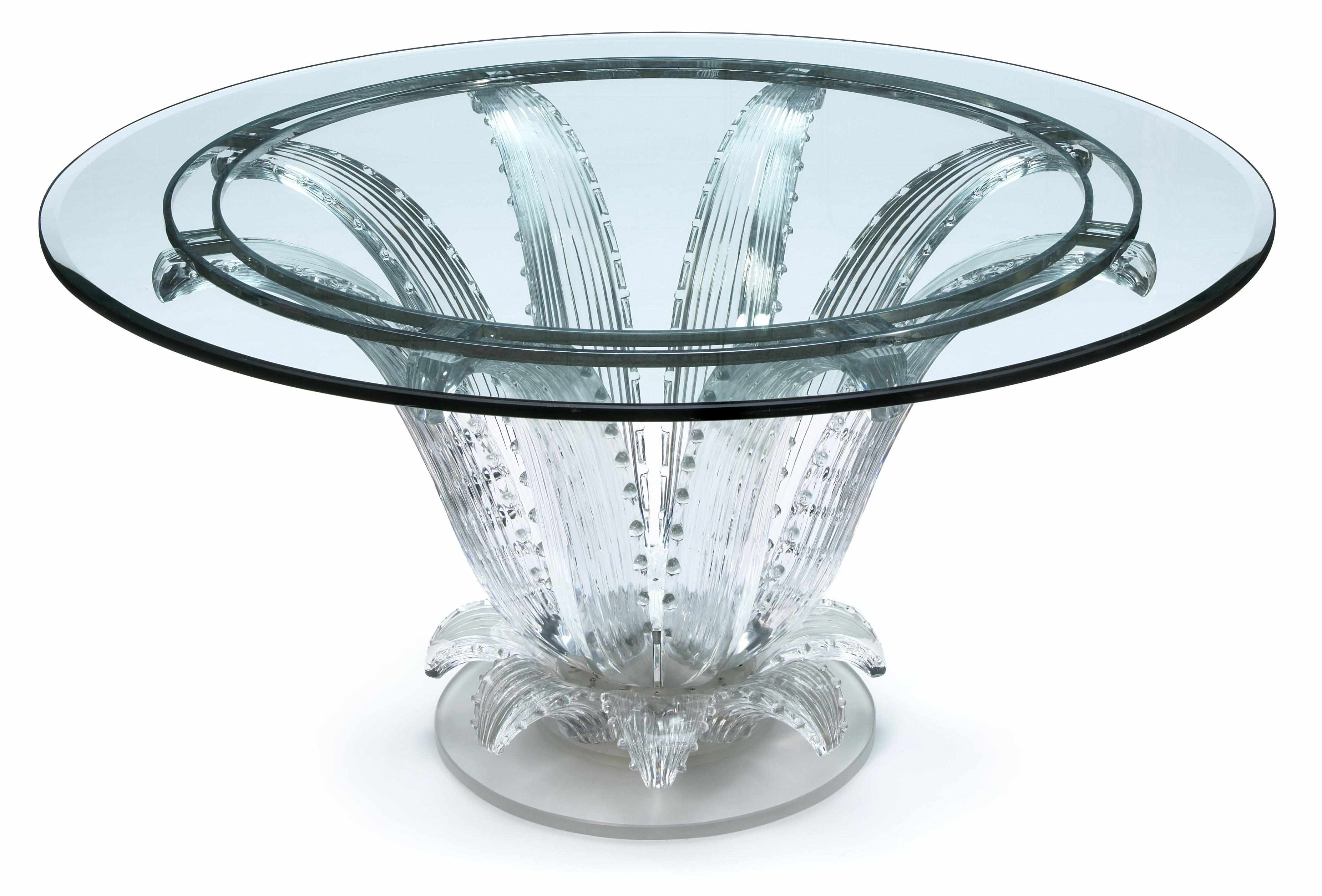 Appraisal: A Marc Lalique molded glass and chromed metal Cactus table