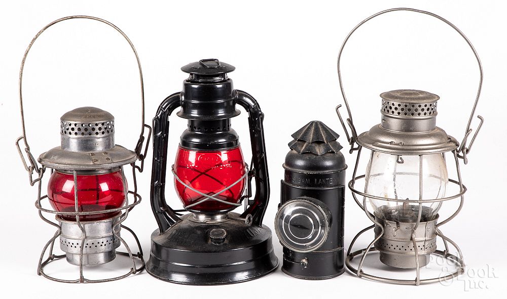 Appraisal: Four antique lanterns Four antique lanterns to include a Dietz