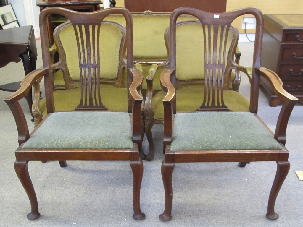 Appraisal: Pair of oak carver armchairs