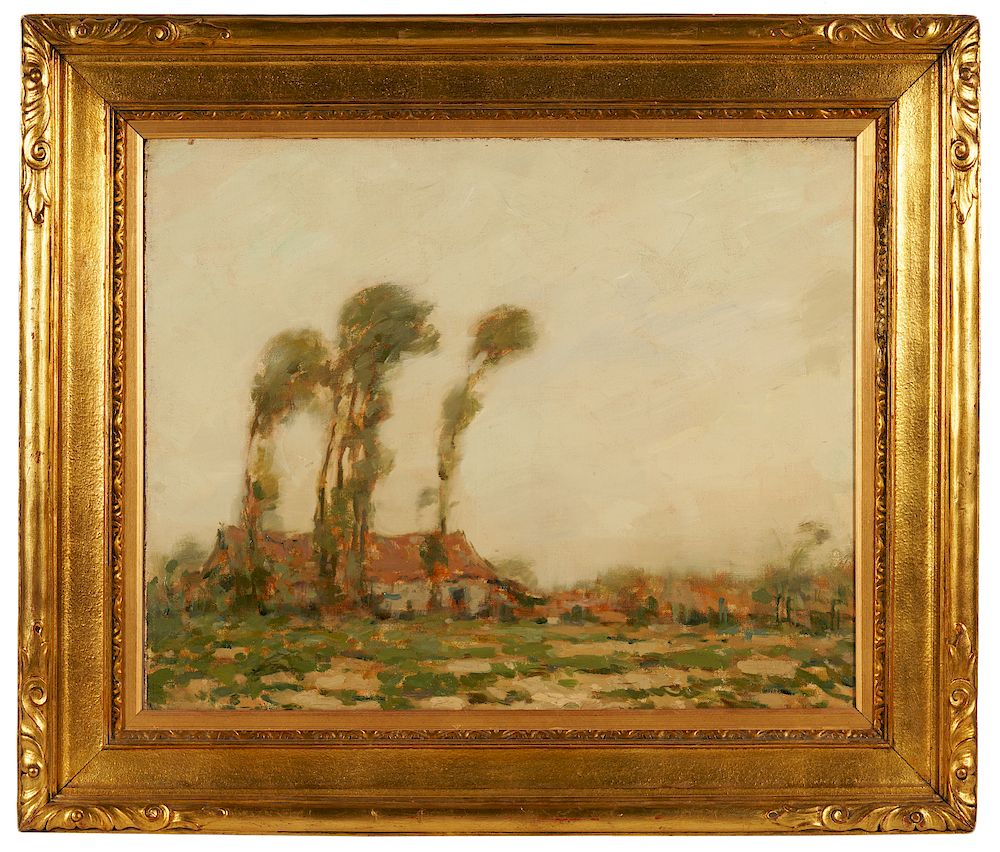 Appraisal: Roy Henry Brown 'Three Trees Farmhouse' Painting Roy Henry Brown