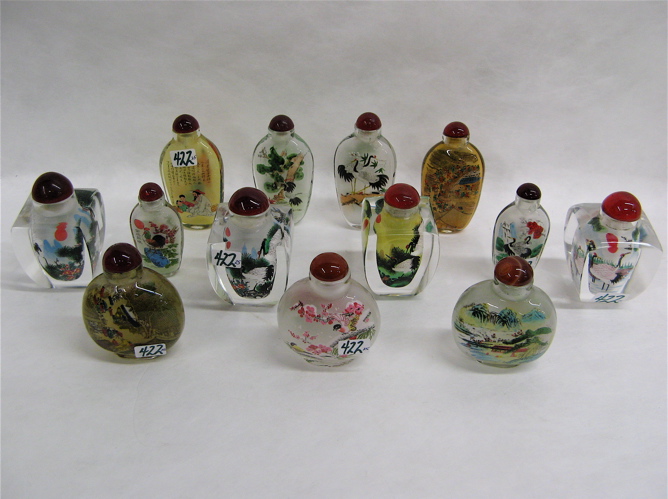 Appraisal: COLLECTION OF TWENTY-FIVE CHINESE SNUFF BOTTLES includes three original boxes