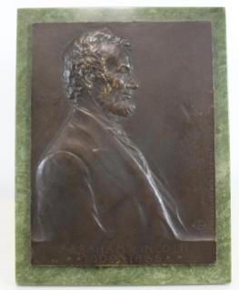 Appraisal: Victor David Brenner Signed Abraham Lincol Bronze Plaque Mounted on