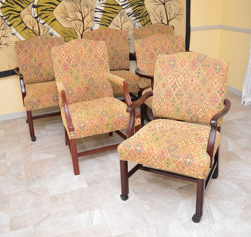 Appraisal: UPHOLSTERED ARM CHAIRS A mixed set with of one style