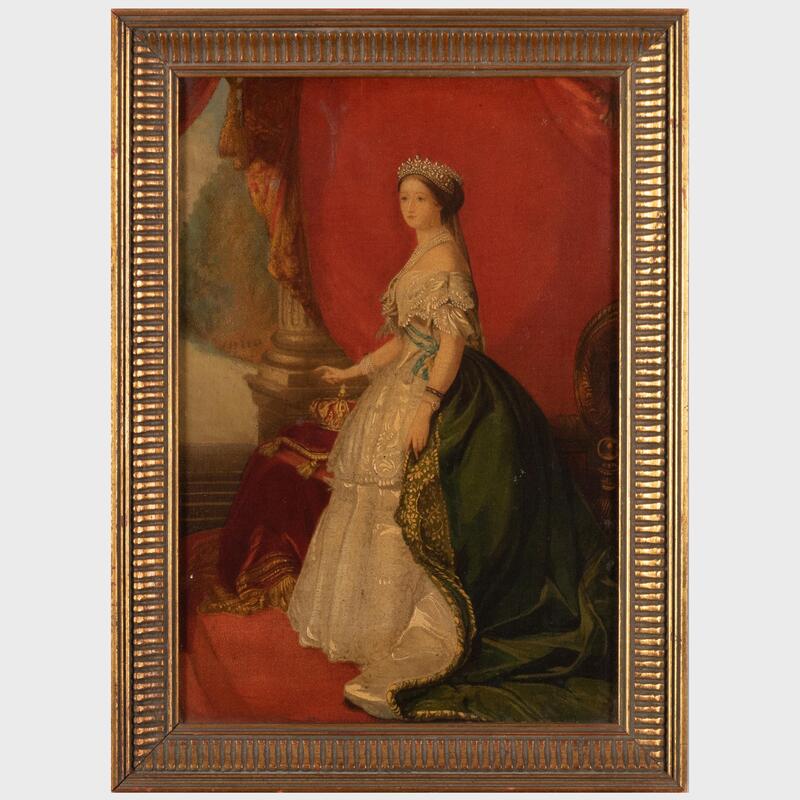 Appraisal: English school Portrait of Queen Victoria Full Length Oil on