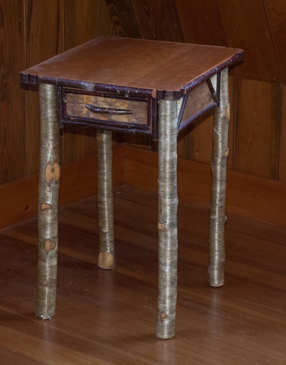 Appraisal: ADIRONDACK ONE-DRAWER STAND Single Drawer Stand with applied twig design