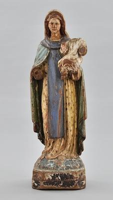 Appraisal: Carved Wood and Painted Santos of Mary and Jesus Naturalistically