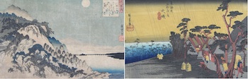 Appraisal: Hiroshige Japanese - Two woodcut prints on paper including Oiso