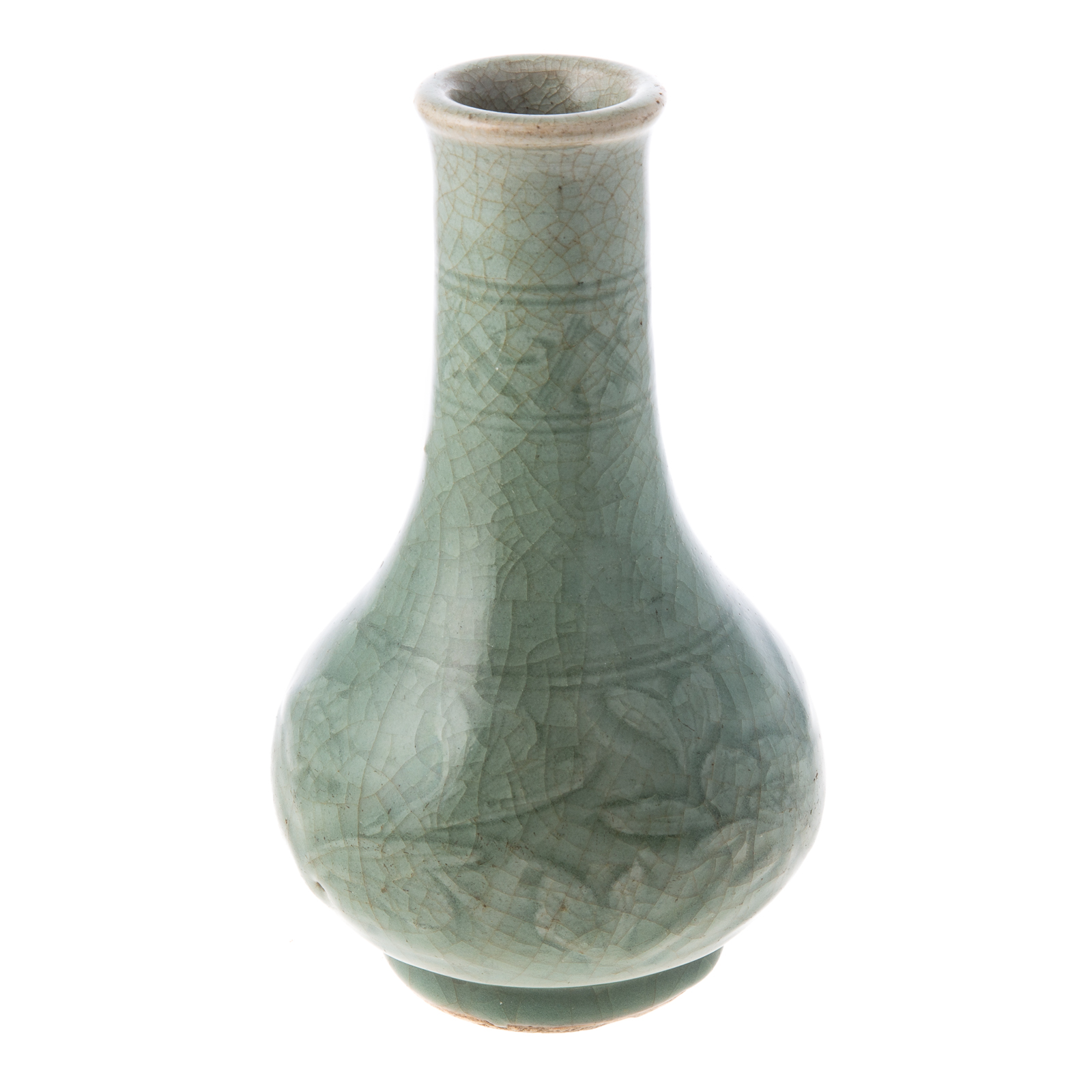 Appraisal: CHINESE CELADON BOTTLE VASE Ming Dynasty circa - crackle glazed