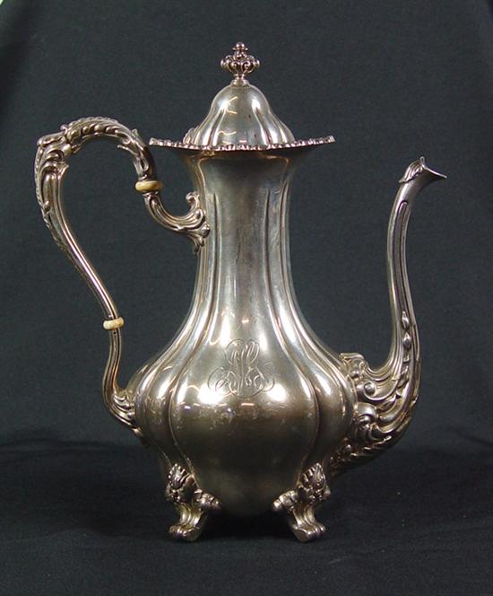 Appraisal: Black Starr Frost Sterling Teapot Two pint Ribbed Baroque design