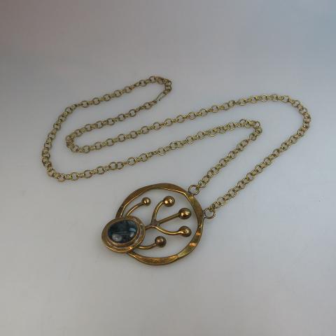 Appraisal: Rafael Alfandary Brass Pendant And Chain set with a paste