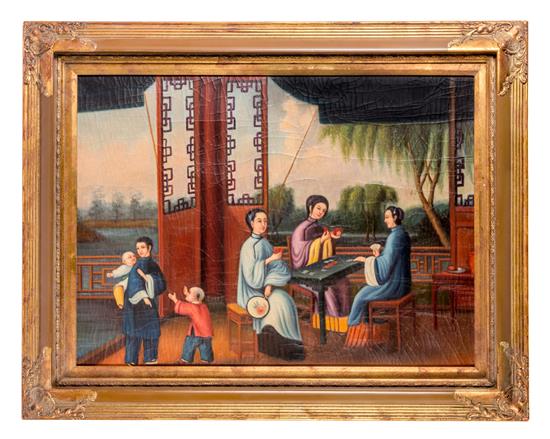 Appraisal: Sale Lot A Chinese Export Oil Painting depicting women and