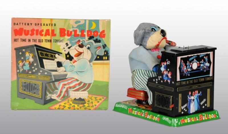 Appraisal: Tin Musical Bulldog Battery-Operated Toy Description Japanese Working Made by