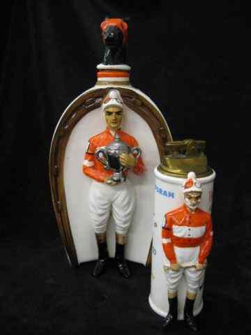 Appraisal: Swank Figural Ceramic Equestrian Decanter table lighter jockey decor ''