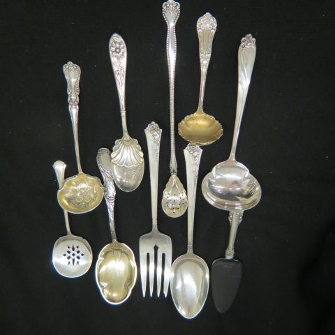 Appraisal: Sterling Silver Serving Pieces nut spoon ladles cheese server meat