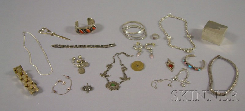 Appraisal: Group of Silver and Sterling Silver Jewelry Items including a