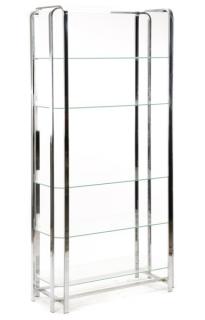 Appraisal: Mid Century Modern Chromed Steel Glass Etagere American mid th