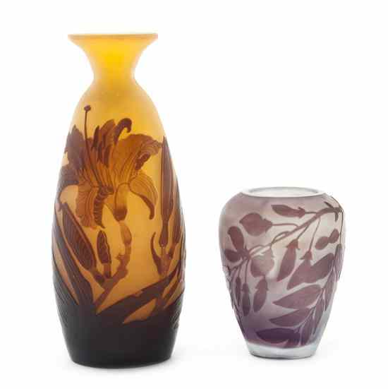 Appraisal: A Galle Cameo Glass Vase of elongated form with a