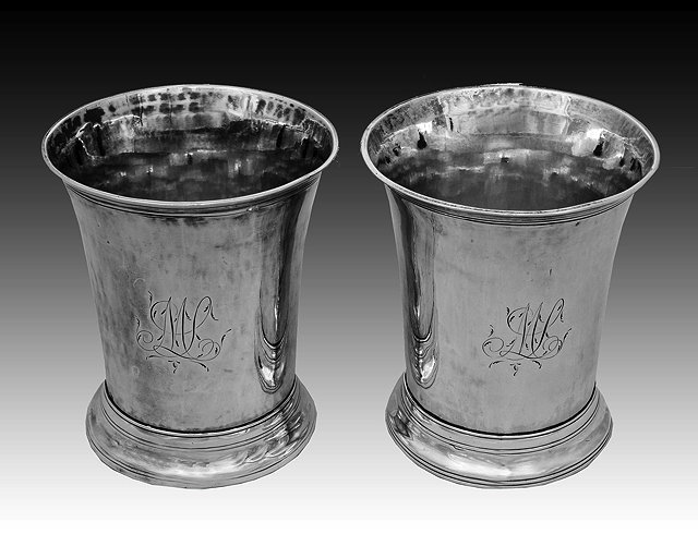 Appraisal: A PAIR OF GEORGE III SILVER BEAKERS of plain tapering