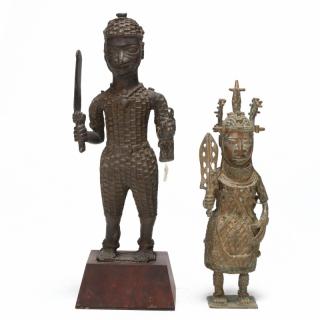 Appraisal: Benin Bronze Warrior Figures both cast wearing armor and holding