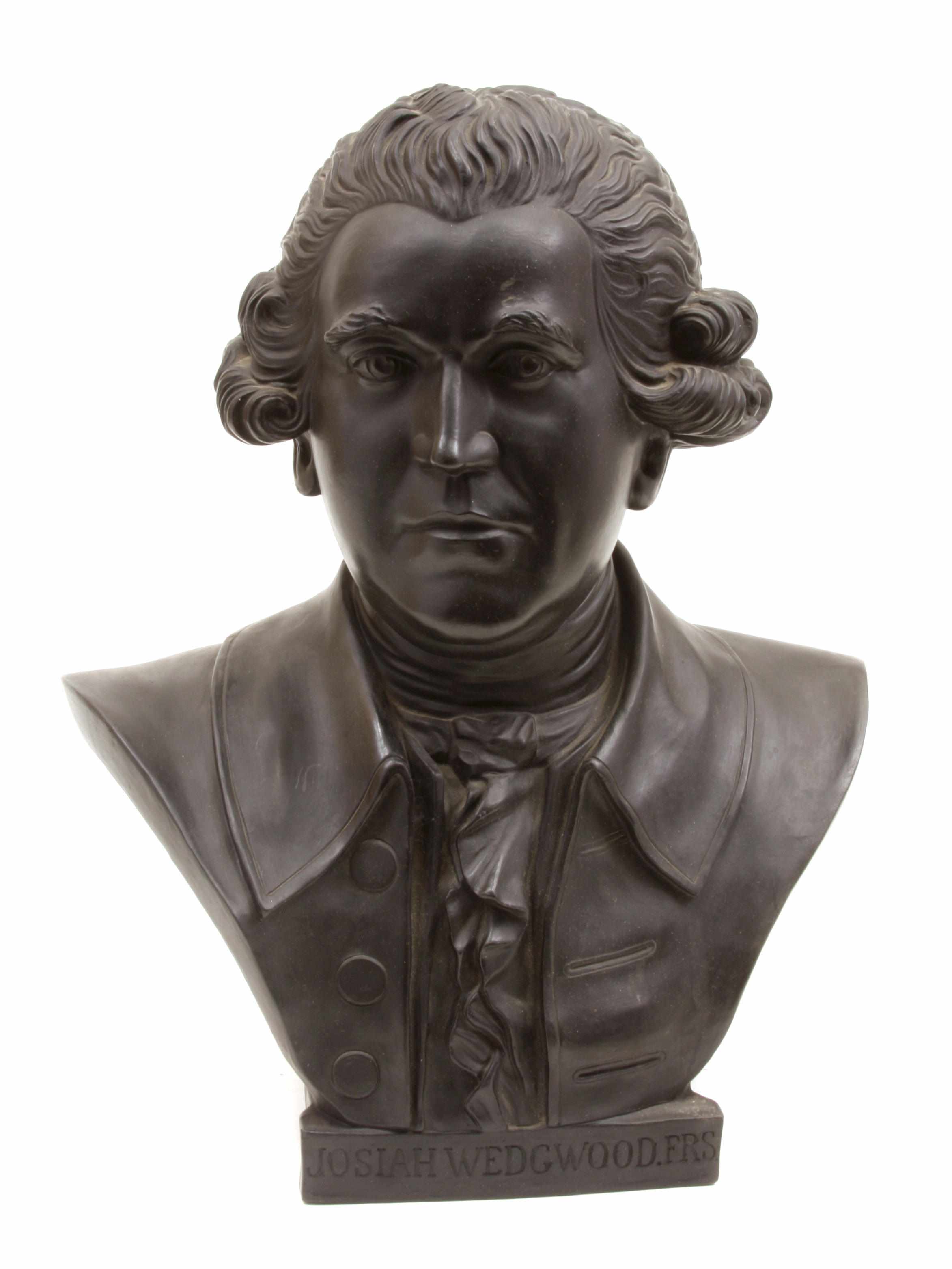 Appraisal: A Wedgwood black basalt bust of Josiah Wedgwood Impressed JOSIAH