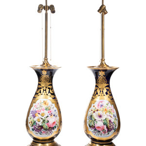 Appraisal: A Pair of S vres Style Porcelain Vases Mounted as