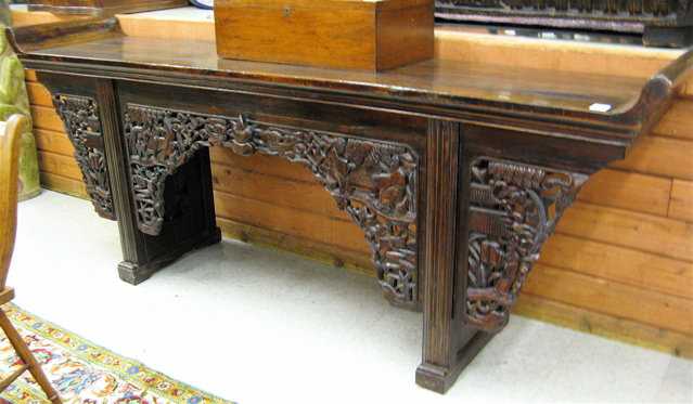 Appraisal: LARGE CHINESE YUMU WOOD ALTAR TABLE Ming style having a