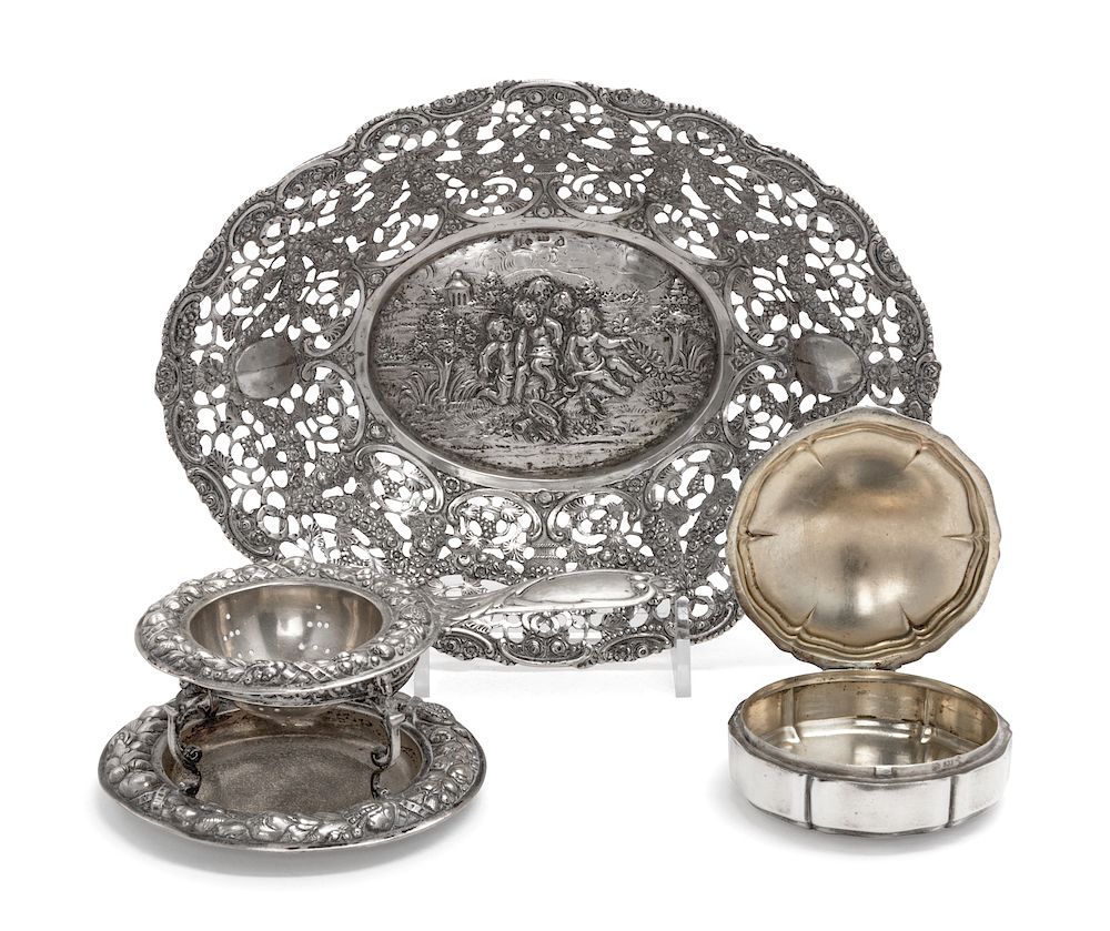 Appraisal: A Group of Three German Silver Holloware Articles A Group