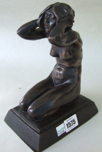 Appraisal: After Albert Toft a bronze figure of a kneeling lady