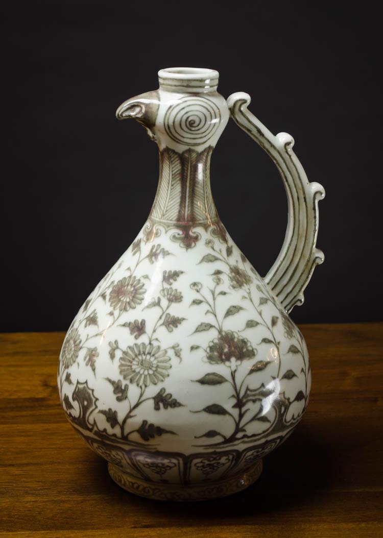 Appraisal: CHINESE YUAN STYLE PORCELAIN EWER having iron red allover floral