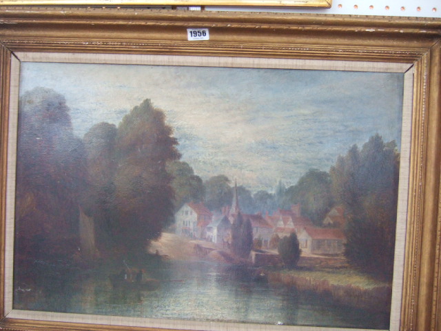 Appraisal: Richard Elmore th century The village ferry oil on canvas