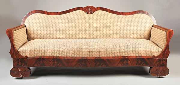 Appraisal: An American Late Classical Carved Mahogany Sofa c attributed to