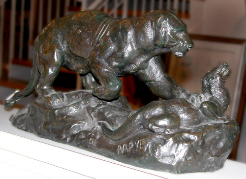 Appraisal: Panther Attacking Civet Cat Barye Antoine Louis - th Century