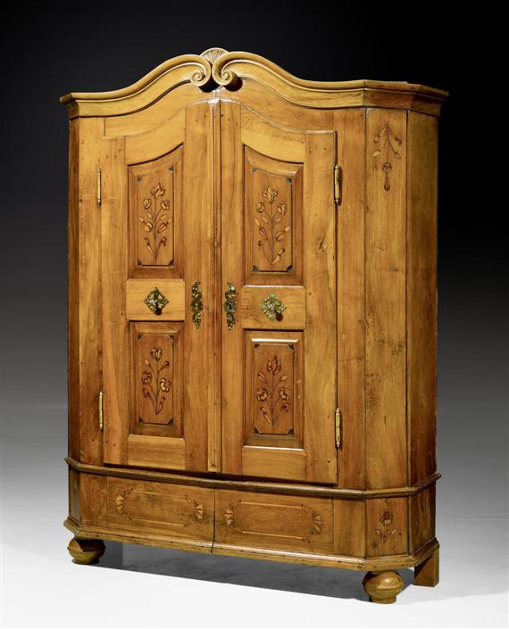 Appraisal: A WARDROBE Baroque region of Bodensee th c Walnut inlaid