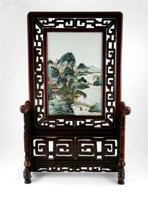 Appraisal: A large Chinese famille rose panel painted with figures in