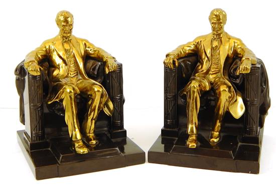 Appraisal: Pair of Lincoln Memorial bookends th C cast metal with