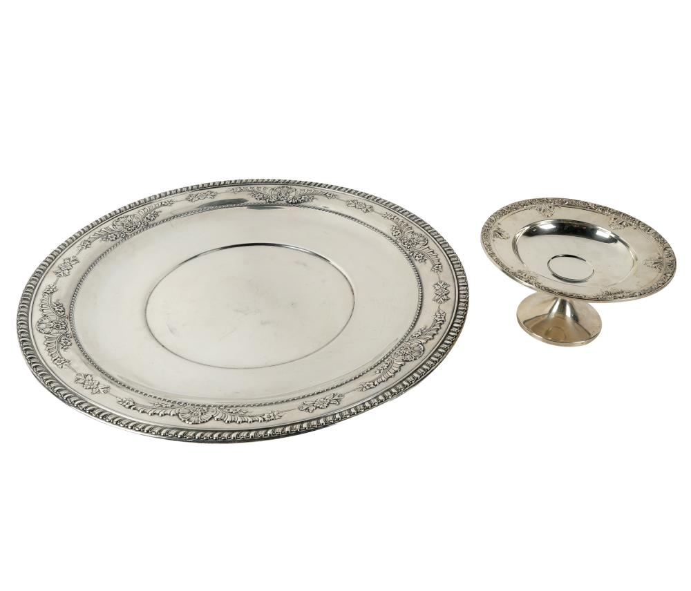 Appraisal: TWO AMERICAN STERLING SERVING DISHEScomprising a round platter marked Wallace