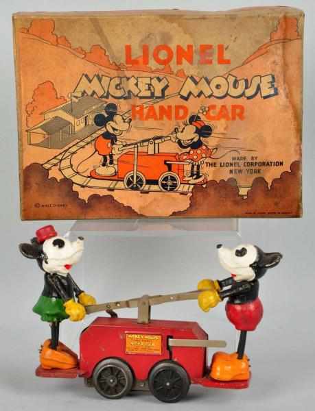 Appraisal: Lionel Disney Mickey Mouse Handcar Wind-Up Toy Description American Working