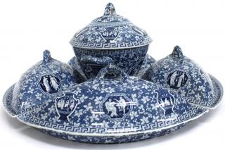 Appraisal: Copeland Spode Greek Pattern Supper Set Consisting of four blue-and-white