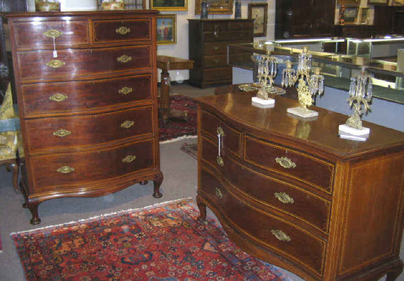 Appraisal: QUEEN ANN STYLE MAHOGANY TWO PIECE BEDROOM SET Matching tall