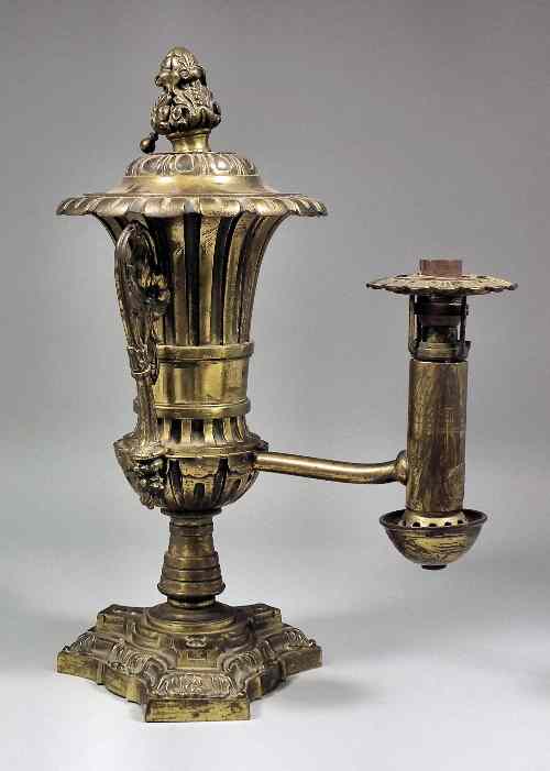 Appraisal: A George IV gilt brass Colza oil lamp of two-handled