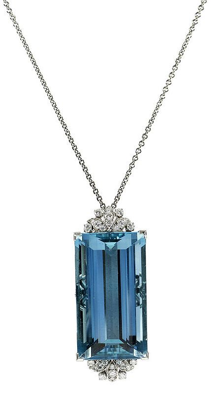 Appraisal: Raymond Yard Platinum Aquamarine Pendant and brooch pendant with one