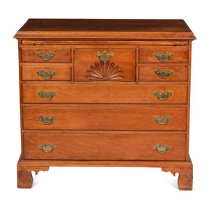 Appraisal: A Chippendale Fan-Carved Walnut Bachelor's Chest Likely New England th