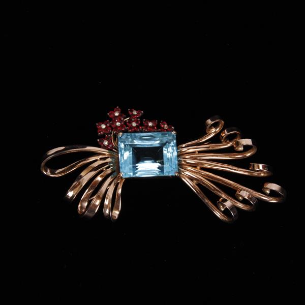 Appraisal: Pennino Sterling Aquamarine Bow Brooch Pin H x W