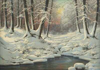 Appraisal: Laszlo Neogrady Hungarian - Winter Stream Oil on canvas signed