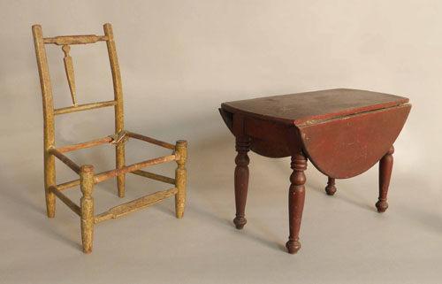 Appraisal: Dolls' painted Sheraton drop leaf table th c h w